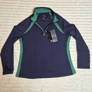 Head Golf Martha Quarter Zip Pullover Blue Green XL NWT Thumbholes UV Protection